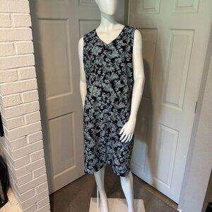 Duluth Trading Company Hawaiian/Floral Blue and Light Green Summer Dress